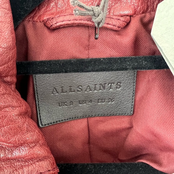 Red all saints leather jacket new with tags US 4 - Picture 7 of 8